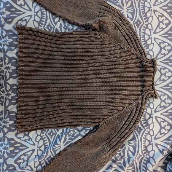Women's Vintage Brown Cable Knit Sweater - Picture 9 of 13